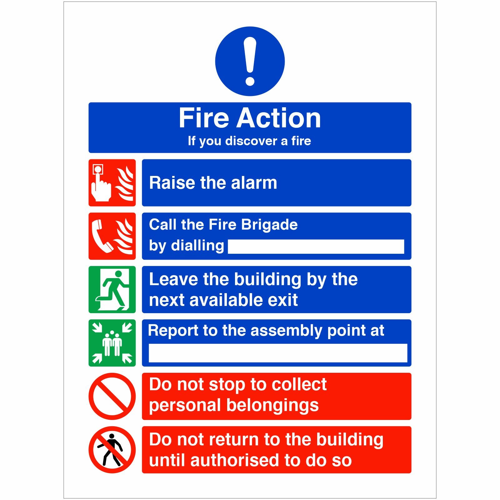 6 Point Fire Action Notice