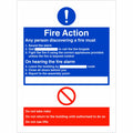 Discovering A Fire Instructions Fire Action Notice