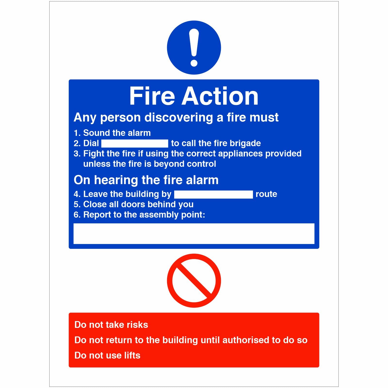 Discovering A Fire Instructions Fire Action Notice