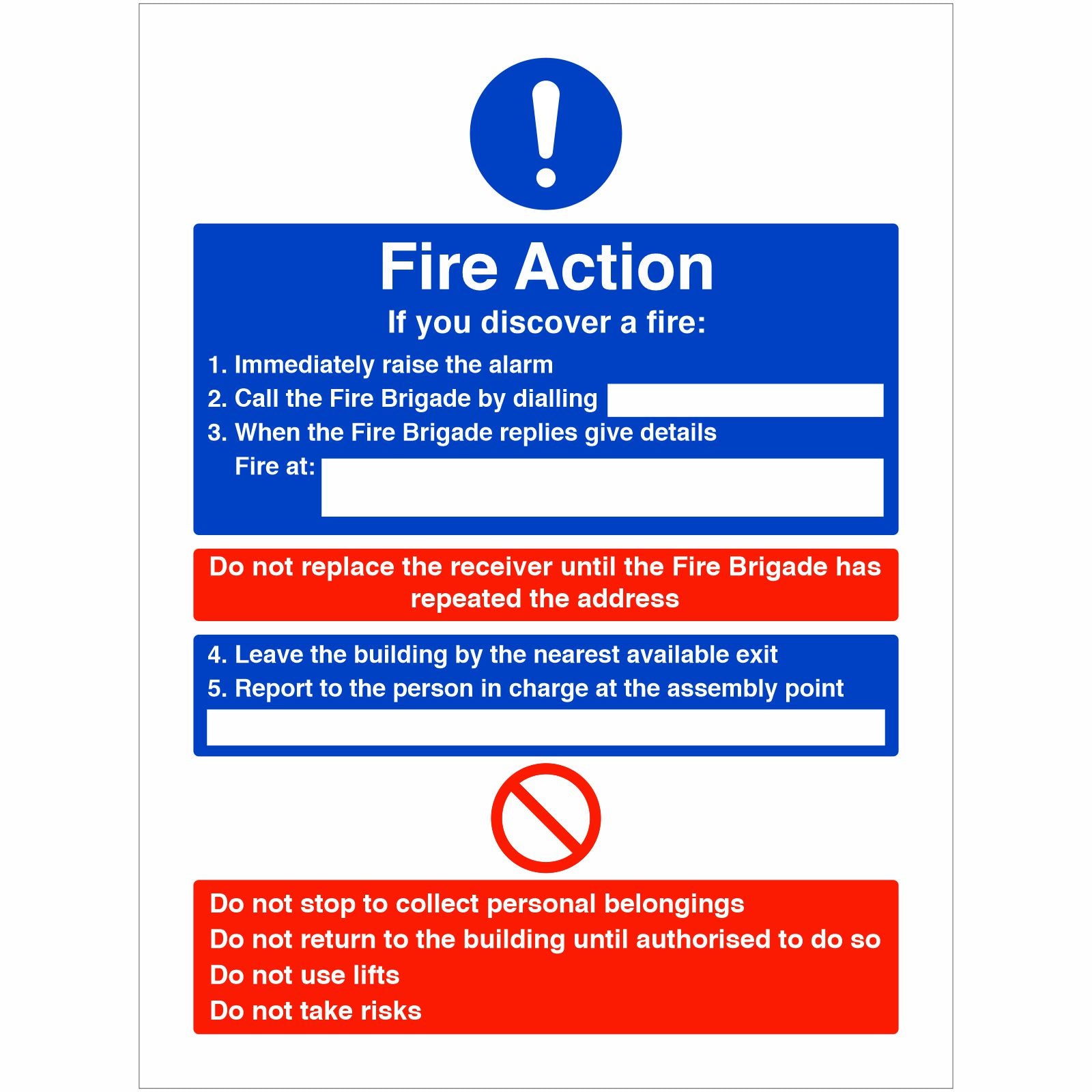 If You Discover A Fire - Fire Action Notice